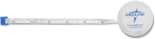 Medline Cinta métrica retráctil de tela, pulgadas y centímetros, estuche redondo, 72 pulgadas de largo, suministros esenciales de costura, paquete