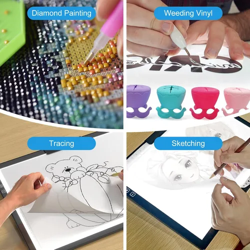 Miniatura 7 de Honesorn Almohadilla de luz de trazado de copia A4 con puerto tipo C, tablero de luz ultrafino de pintura de diamante, mesa de luz LED
