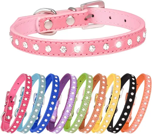 Miniatura 6 de Collares de perro con diamantes de imitación para perros pequeños, collar de cachorro con diamantes de imitación para niñas, bonito collar de gato