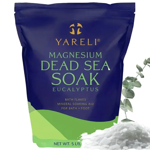 Yareli Copos de Magnesio, 5 libras Eucalipto, Baño y Remojo de Pies del Mar Muerto, Alternativa a la Sal de Epsom con Más de 250,000mg de Cloruro de
