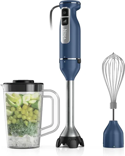 Ninja Batidora de Inmersión y Batidor, Licuadora de Mano con Palo, 4 Velocidades, con SplatterShield y PanProtect, Recipiente de Mezcla de 4 Tazas,
