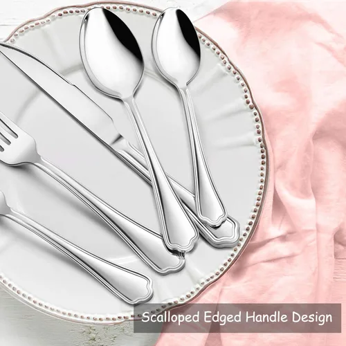 Miniatura 5 de E-far - Juego de cubiertos de acero inoxidable de 20 piezas, servicio para 4 personas, juego de utensilios de cocina de metal, cuchillos, tenedores
