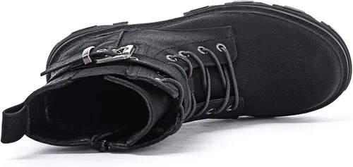 Miniatura 4 de GLOBALWIN Botas de combate para mujer, botas con cordones para mujer, botines para mujer, tacón bajo
