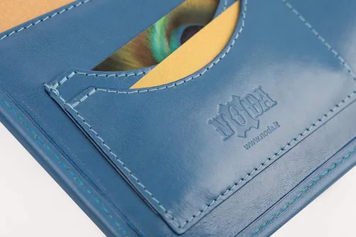 Miniatura 3 de Noda Portapapeles de cuero curtido vegetal genuino italiano (azul claro) Estuche para reuniones o presentaciones Portadocumentos