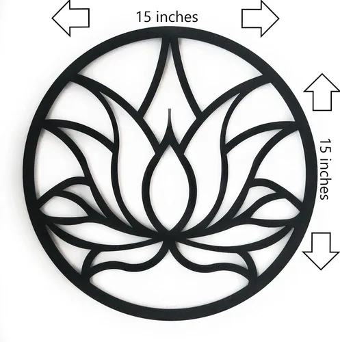 Miniatura 7 de dogalmasacom Arte de pared de metal de flor de loto, decoración de pared redonda de mandala de metal, arte de pared colgante para yoga, zen