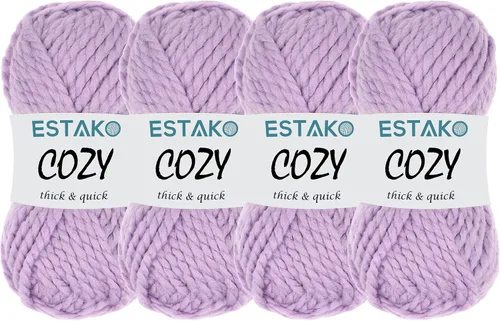 Miniatura 19 de Estako Cozy Thick & Quick Yarn - Hilo acogedor grueso y rápido, 20% lana, 80% acrílico, suave, súper voluminoso, peso #6, para tejer y hacer 50187