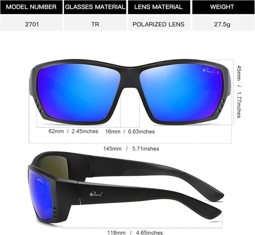 Miniatura 2 de Bevi Gafas de sol deportivas polarizadas ultraligeras TR90, lentes de montura flexibles y duraderas para hombres y mujeres Azul
