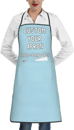 Miniatura 41 de Delantales personalizados para adultos, delantal personalizado con logotipo de foto, delantal impermeable con 2 bolsillos