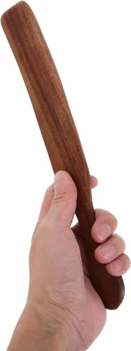 Miniatura 6 de Hemoton Espátula de mango largo de 11.02 pulgadas, utensilio de cocina de madera antiadherente, resistente al calor, herramienta para agitar