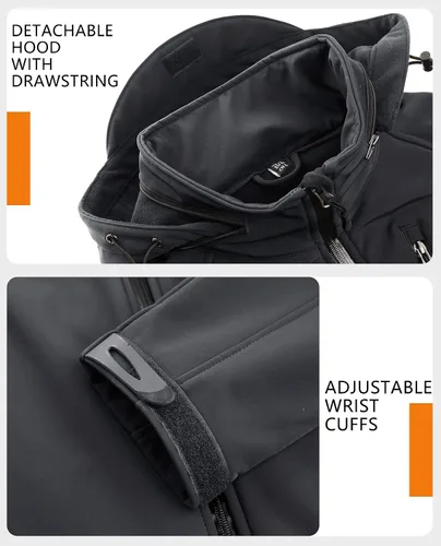 Miniatura 5 de TACVASEN Special Ops - Chaqueta táctica para hombre, resistente al agua, softshell y desmontable, con capucha