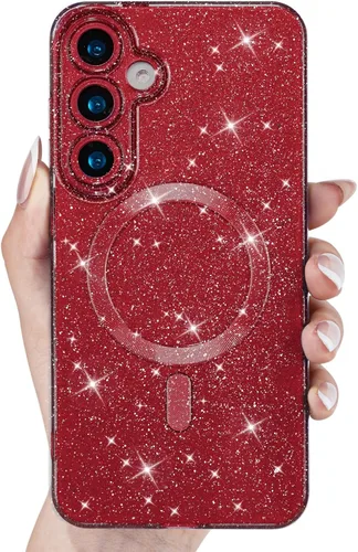 Miniatura 18 de Svanove Funda magnética con purpurina para Samsung Galaxy S22, compatible con Magsafe Cute, brillante, brillante, estética, dura y brillante