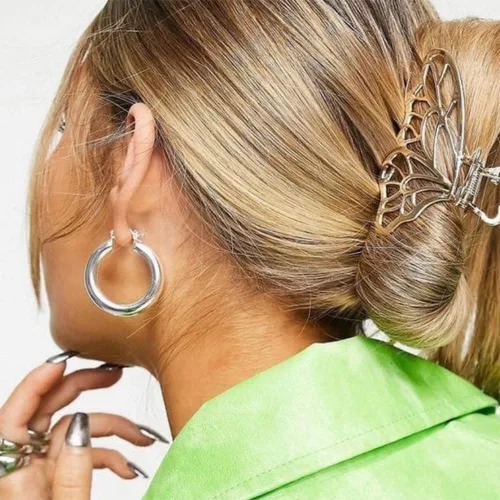 Miniatura 4 de 6 paquetes de pinzas de metal grandes de mariposa para el cabello, pasador grueso para mujer, pinzas antideslizantes para el cabello, accesorios