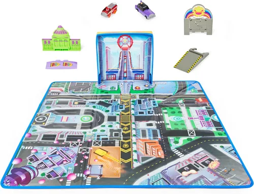 Miniatura 7 de Paw Patrol, Juego de alfombrillas de juego de película True Metal Adventure City con 2 autos de juguete exclusivos (exclusivo de Amazon), escala