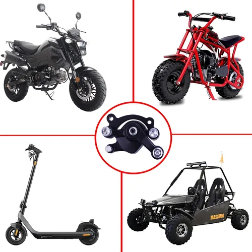 Miniatura 7 de Pinza de freno de disco delantero y almohadilla para MBX10 MBX11 80cc MM-B80 105cc MM-B105 CT100U CC100X Trail Mini Bike 47 49cc Mini ATV Gas Negro