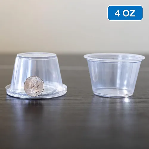 Miniatura 3 de EDI recipientes de plástico transparentes descartables con tapa, 2 onza, Transparente