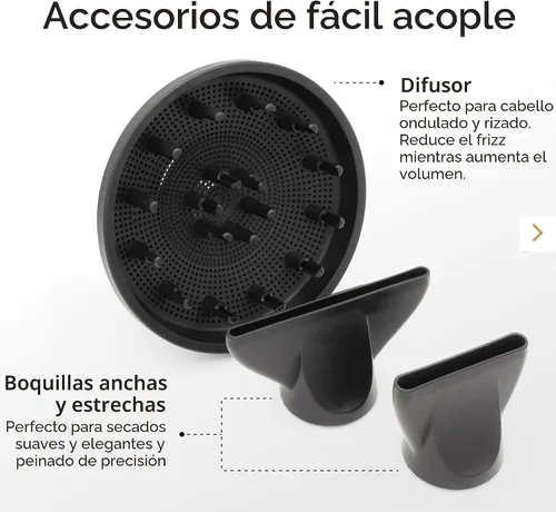 Miniatura 9 de SRILabs DryQ - Secador de pelo 'Smart', súper ligero, plegable, motor potente, silencioso, tecnología infrarroja e iónica, 3 accesorios magnéticos