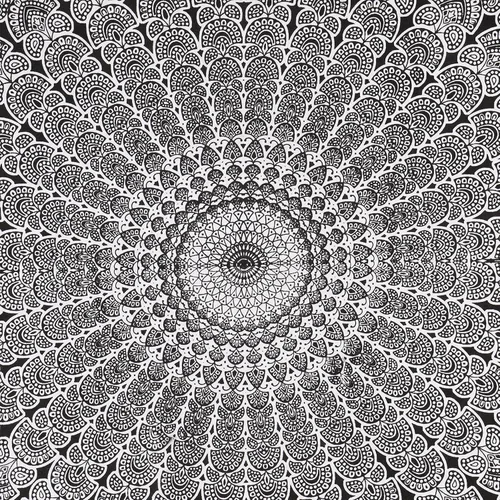 Miniatura 3 de Tapiz hippie indio bohemio psicodélico dorado azul pavo real mandala colgante en la pared (negro blanco, Queen (84 x 90 pulgadas) (84.6 x 90.6 in)