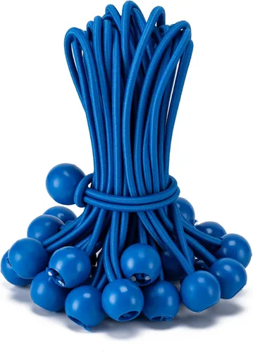 Miniatura 9 de Paquete de 30 cuerdas elásticas con bola, cuerdas elásticas resistentes de 4 pulgadas, lona de toldo con bolas elásticas para amarre de dosel