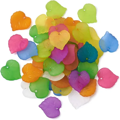 Miniatura 22 de Craftdady Dijes de cuentas de hojas de arce transparentes, colgantes colgantes de adorno para colgar, bonitos dijes para collares, pulseras
