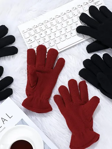 Miniatura 7 de SATINIOR 3 pares de guantes de invierno de forro polar para niños y niñas, guantes cálidos para niños y niñas, suministros de actividades al aire