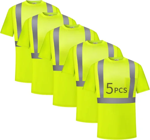Miniatura 14 de Hi Vis - Camisetas de seguridad para hombre, reflectantes, de alta visibilidad, manga corta y larga, con bolsillo, paquete de 3 y 5