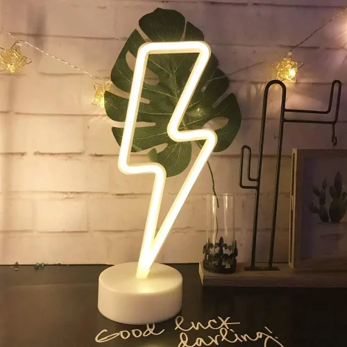 Miniatura 2 de Cartel de neón LED para interior, luz nocturna con base de soporte, funciona con batería/USB, luz decorativa de neón