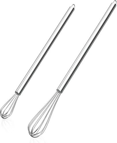 Miniatura 15 de NileHome Juego de mini batidores de acero inoxidable de 5 y 7 pulgadas para cocina, pequeños batidores de alambre para cocinar, batir, mezclar