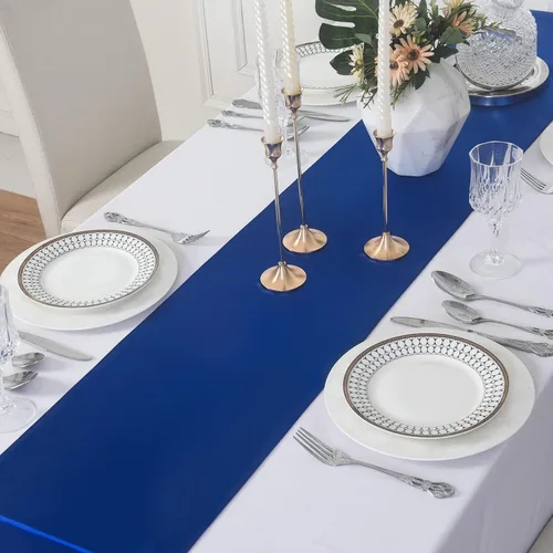 Miniatura 3 de Paquete de 12 caminos de mesa de satén, 12 x 108 pulgadas para fiestas, bodas, cumpleaños, banquetes, compromisos de graduación, Navidad, decoración