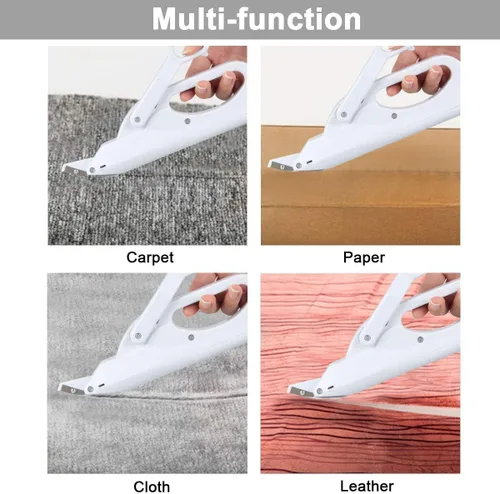 Miniatura 6 de Tijeras eléctricas, multiusos, tijeras de tela eléctricas para el hogar con interruptor de seguridad, tijeras electrónicas de mano