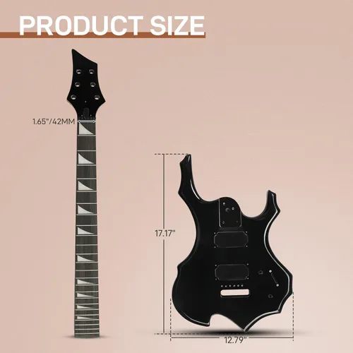 Miniatura 4 de Ktaxon Kit de guitarra eléctrica DIY con cuerpo sólido, kits de guitarra eléctrica de 6 cuerdas con cuello de arce, correa para el hombro, pastillas