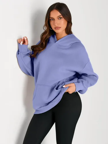 Miniatura 98 de Trendy Queen - Sudaderas extragrandes con capucha para mujer, suéteres de manga larga, sin botones, de vellón, de otoño, ropa de invierno