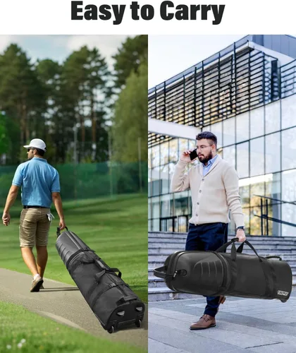 Miniatura 7 de Findway Bolsas de viaje de golf para aerolíneas con ruedas, Oxford resistente 1680D y ABS funda rígida para proteger palos de golf, ligeras