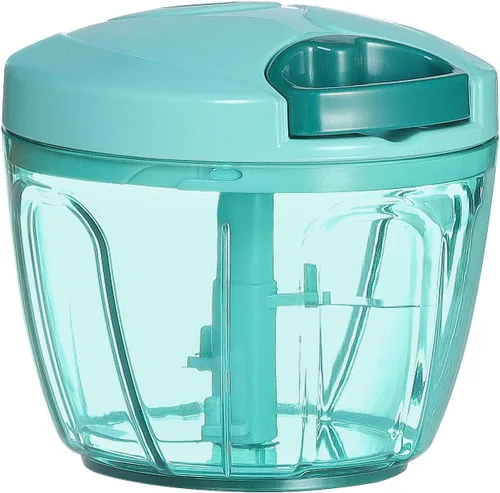 Ourokhome Procesador manual de alimentos, picador de verduras, picador de ajo portátil con cuerda de mano, cortador de cebolla para verduras, Azul