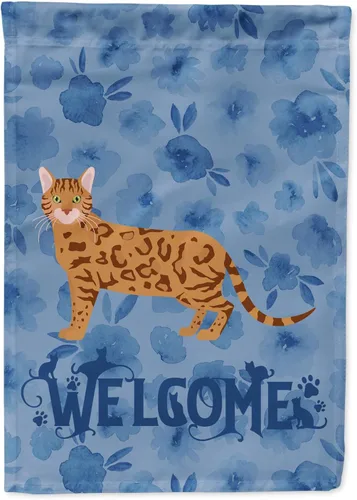 Miniatura 254 de Caroline's Treasures CK4813CHF - Bandera de bienvenida con gato abisinio azul, manga grande, para porche, para colgar en la pared, poliéster
