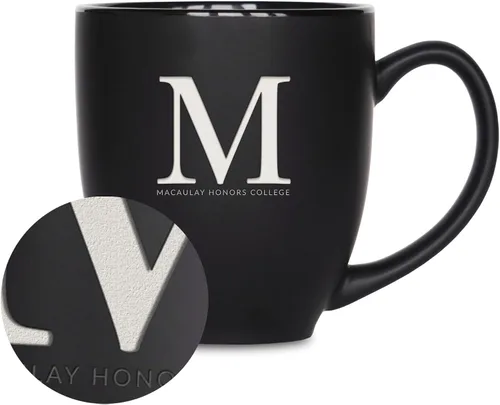 Miniatura 443 de Rico Industries - Taza de cerámica mate negra con grabado láser estándar de 15oz para NCAA (escuelas T & U) - Para bebidas calientes o frías