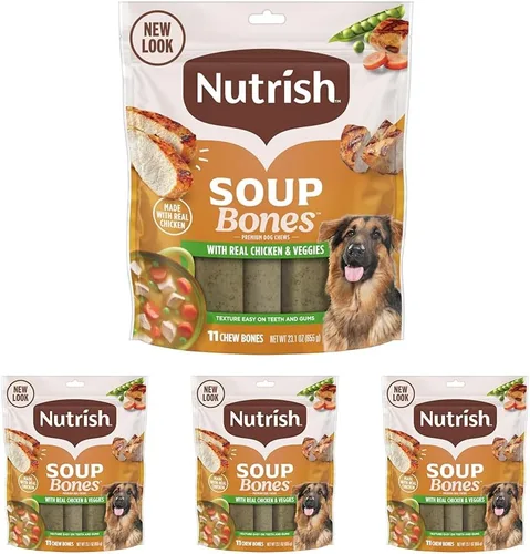 Miniatura 11 de Nutrish Soup Bones Masticables Premium para Perros con Pollo Real y Verduras, Golosinas para Perros de Textura Suave, 11 Masticables, el Empaque