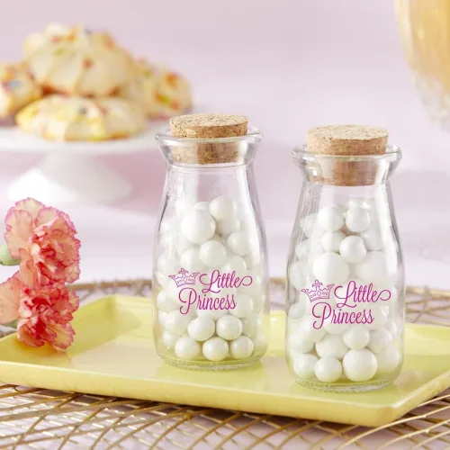 Kate Aspen "Little Princess - Botellas decorativas de cristal con forma de leche vintage con forma de leche, para baby shower/fiesta de cumpleaños,