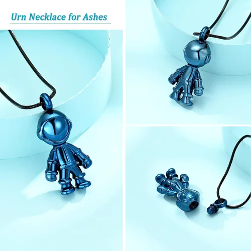 Miniatura 3 de mingkejw Cremación astronauta collar urna conmemorativa joyería colgante urna de cremación cenizas collar conmemorativo para niños y humanos.