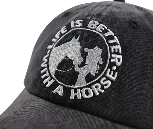 Miniatura 2 de Vxchkerm La vida es mejor con un sombrero de caballo para mujeres y niñas, gorra de béisbol bordada ajustable de algodón para amantes de los caballos