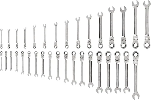 Miniatura 14 de TEKTON Juego de llaves de combinación con cabeza flexible de 12 puntos con organizadores modulares, 19 piezas (6-24 mm) WRC95303