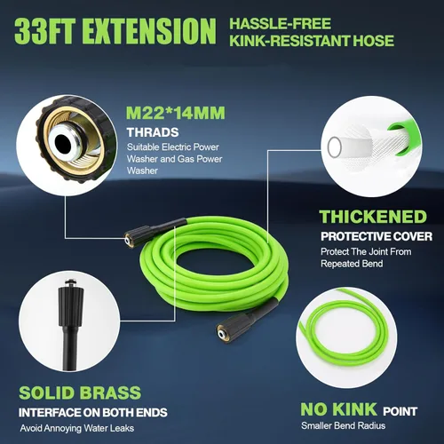 Miniatura 7 de Lavadora a presión eléctrica 5000PSI Max 4.0GPM con manguera de extensión flexible de 33 pies, 4 boquillas, cañón de espuma, lavadora eléctrica