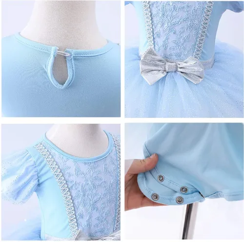 Miniatura 2 de Leotardos de ballet para niñas, con falda de tutú, manga corta, para Halloween, Navidad, fiesta, vestido elegante