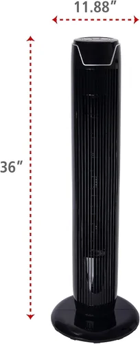 Miniatura 3 de Alera - Ventilador de torre oscilante de 36 pulgadas con mando a distancia, plástico, color negro