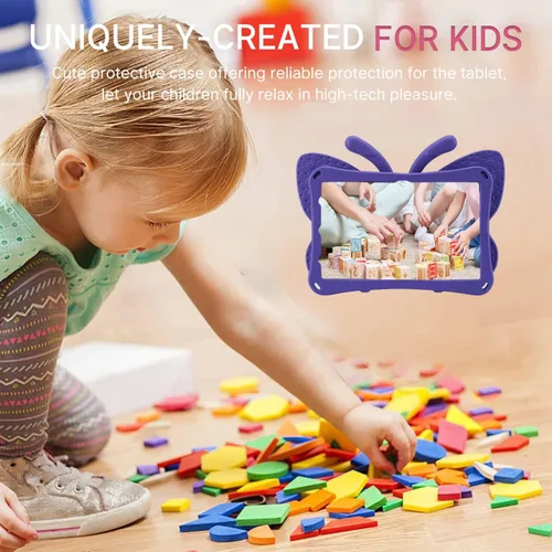 Miniatura 66 de FW Fire 7 - Funda para tablet para niños, Amazon Fire 7 2022, funda de mariposa con luz de atril, EVA, protección contra caídas, resistente, a