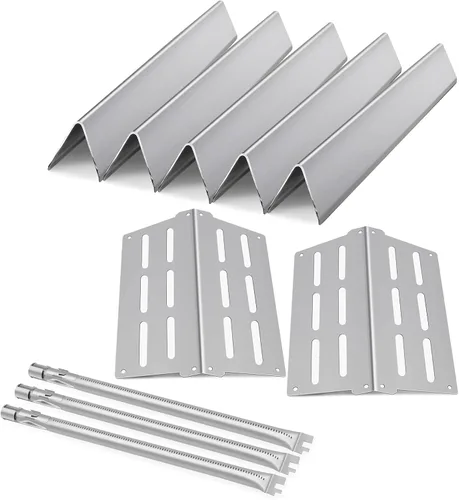 Genesis 300 Grill Parts 7620 Barras aromatizantes para Weber Genesis E310 E320 E330 S310 EP330 con 3 piezas quemador 65505 deflectores de calor