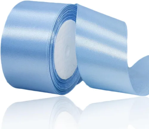 Miniatura 60 de Cinta azul de 1-1/2 pulgadas x 25 yardas, cinta de seda de satén azul real para envolver regalos, fabricación de lazos para el cabello, ramos