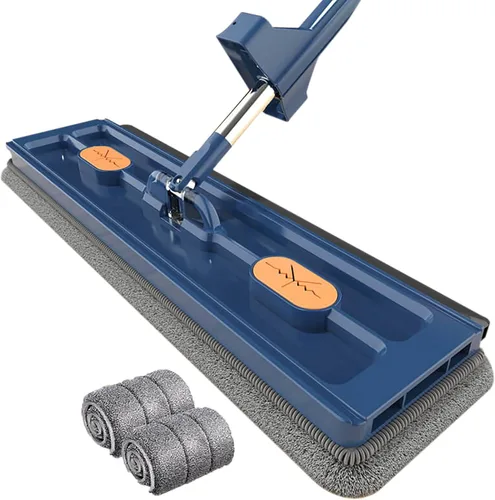 Nuevo trapeador de fibra ultrafina 2024 con mango ajustable de acero inoxidable de 54 pulgadas, 2 almohadillas lavables, trapeador de polvo Azul