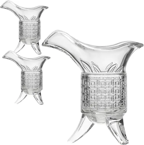 Amosfun Emperor - Juego de tazas de licor de vidrio con trípode, estilo chino, estilo vintage, vasos de whisky, 3 piezas, diseño retro, dispensador