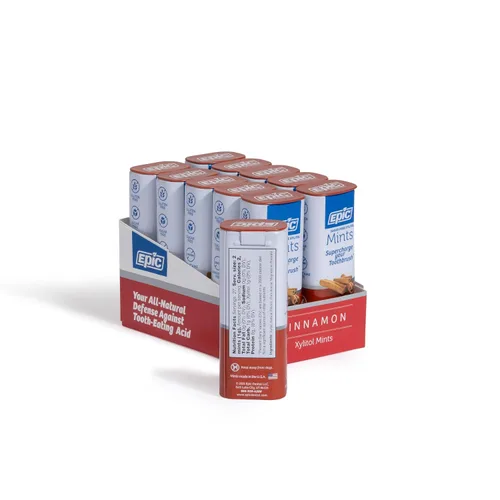 Miniatura 8 de Epic Mentas de Xilitol 100% - Sin Aspartamo, Sin Azúcar - Mentas con Sabor a Canela, 55 Piezas (Paquete de 10)
