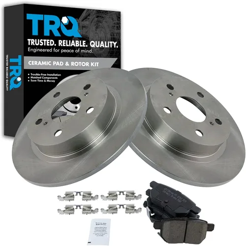 Miniatura 34 de TRQ Kit de rotor de freno trasero y pastillas de cerámica Posi premium compatible con camioneta Chevy GMC